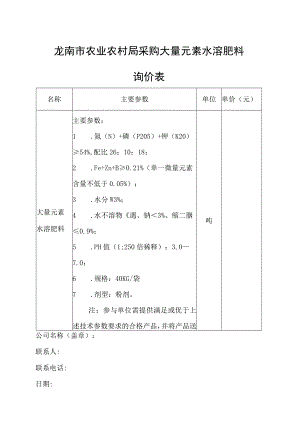 龙南市农业农村局采购大量元素水溶肥料询价表.docx