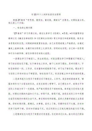 村23年个人剖析检查发言提纲.docx