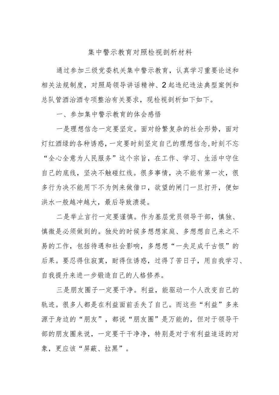 集中警示教育对照检视剖析材料 (5).docx_第1页