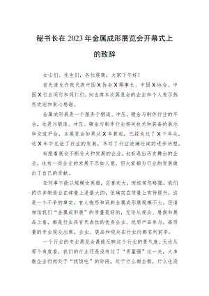 秘书长在2023年金属成形展览会开幕式上的致辞.docx