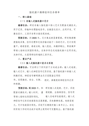 脑机接口揭榜挂帅任务榜单.docx