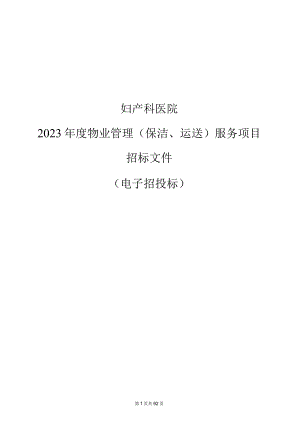 妇产科医院2023年度物业管理（保洁、运送）服务项目招标文件.docx