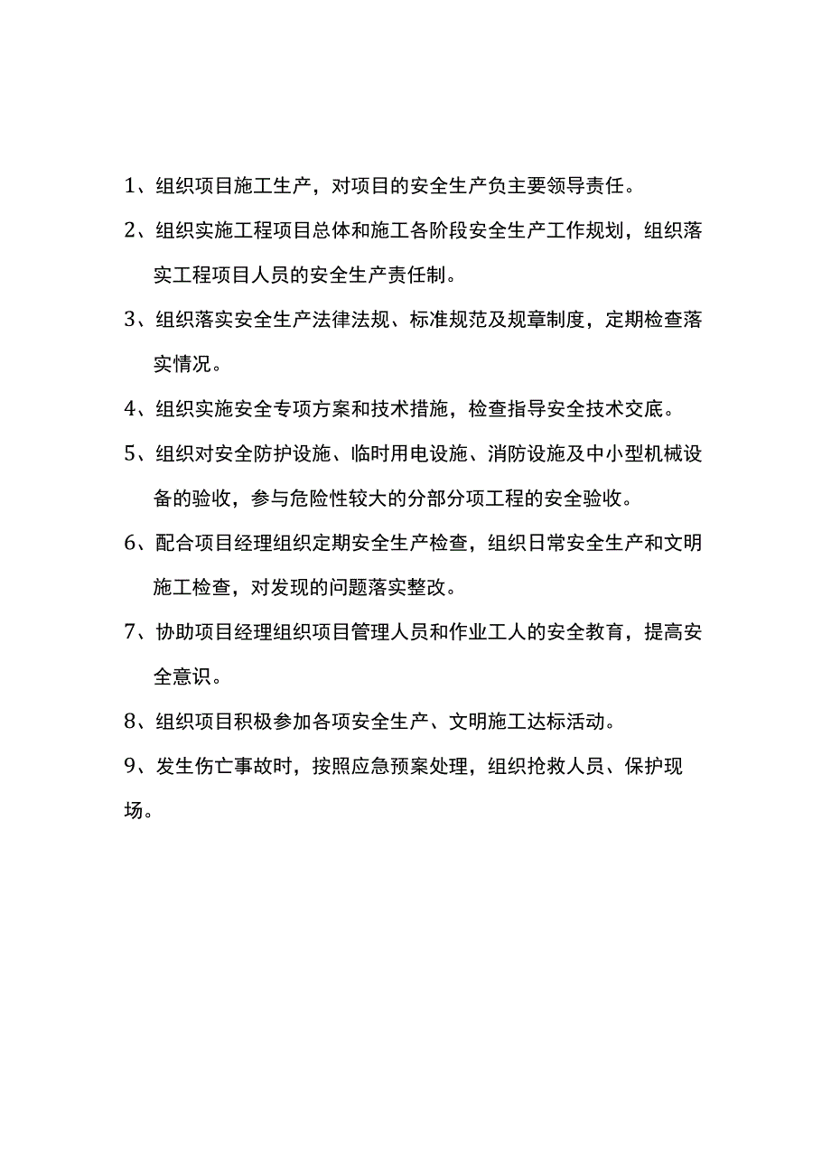 项目生产经理安全生产职责.docx_第1页