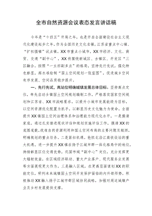 【表态发言】全市自然资源会议表态发言讲话稿.docx