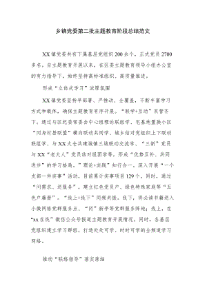 乡镇党委第二批主题教育阶段总结范文.docx