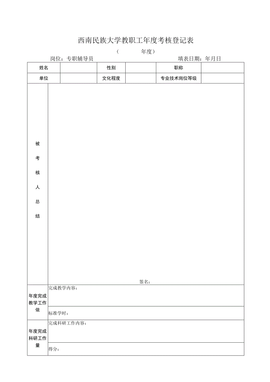 7.专职辅导员岗位年度考核表.docx_第1页