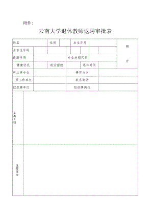 云南大学退休教师返聘审批表.docx