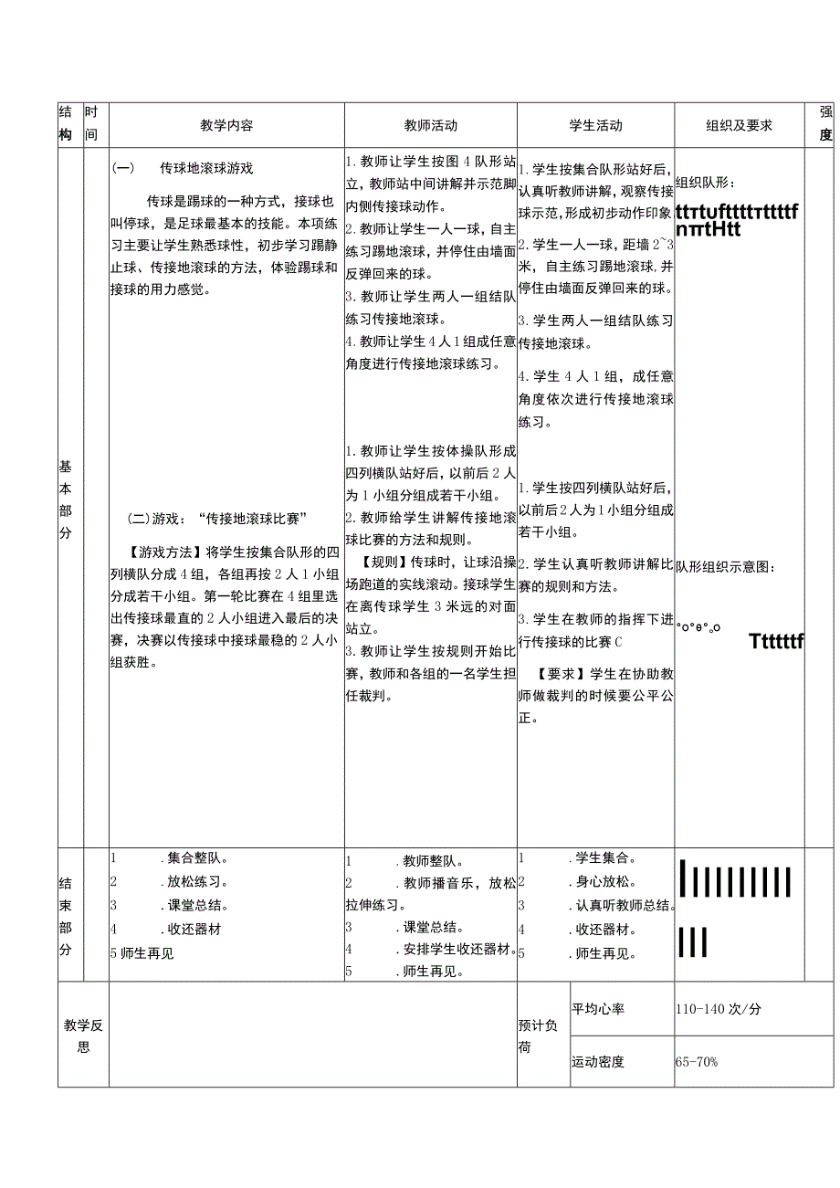 一年级下册水平一操作技能训练与提升游戏：“传接地滚球”体育与健康教案.docx_第2页