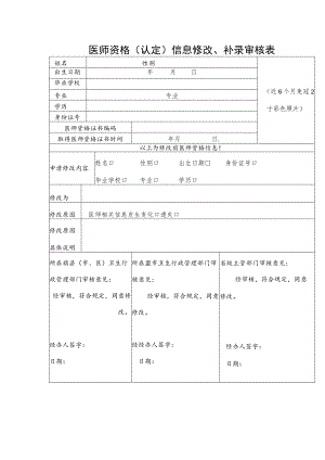 医师资格认定信息修改、补录审核表.docx