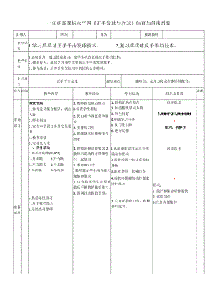 七年级新课标水平四《正手发球与攻球》体育与健康教案.docx