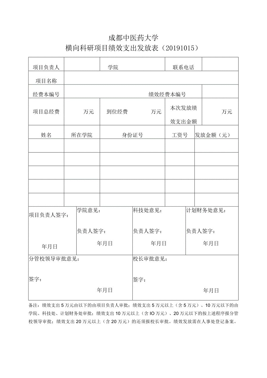 横向科研项目绩效支出发放表（20191015版）.docx_第1页