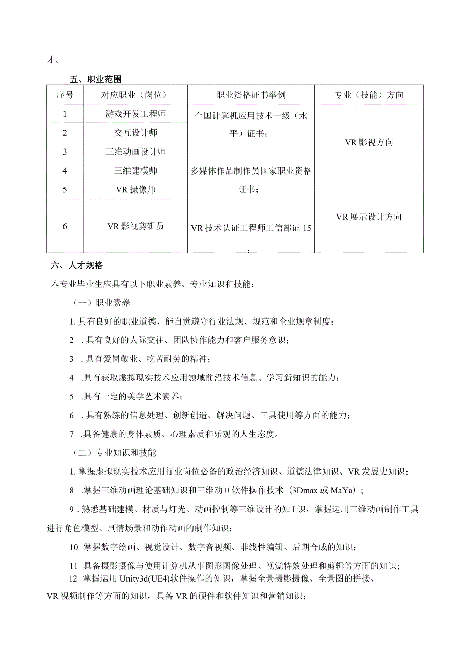 数字媒体技术应用专业人才培养方案.docx_第2页