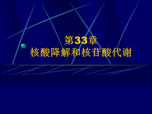 第33章 核酸的降解和核苷酸代谢.ppt