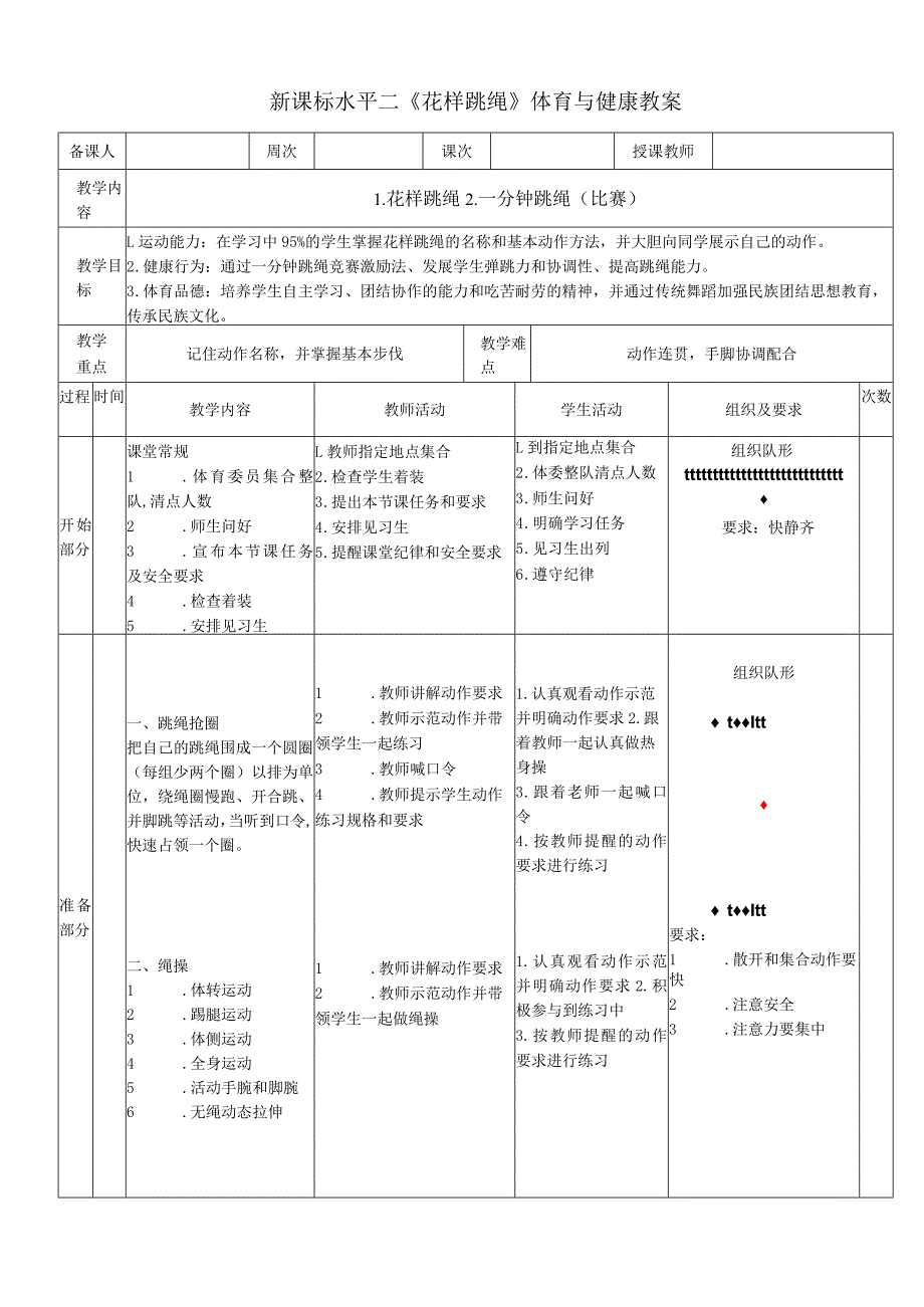 新课标水平二《花样跳绳》体育与健康教案.docx_第1页