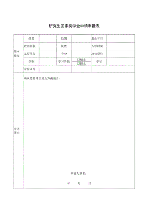 研究生国家奖学金申请审批表.docx