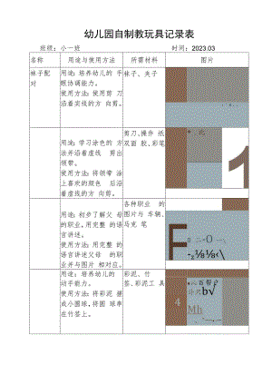 自制教玩具记录表（班级）2023.3.docx