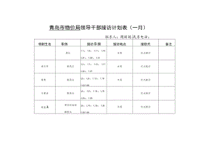 青岛市物价局领导干部接访计划表一月.docx