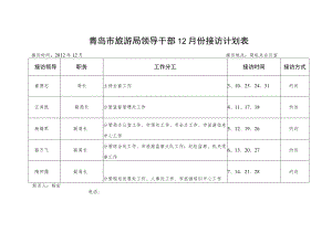 青岛市旅游局领导干部12月份接访计划表.docx