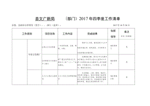 县文广新局 （部门）2017年三季度工作清单.docx