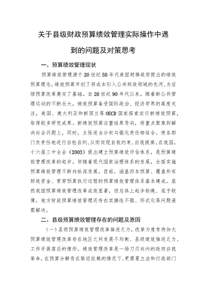 关于县级财政预算绩效管理实际操作中遇到的问题及对策思考.docx