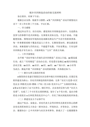 镇乡共同缔造活动经验交流材料.docx