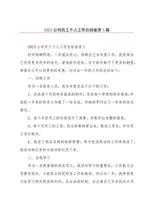 2023公司员工个人工作总结鉴赏4篇.docx