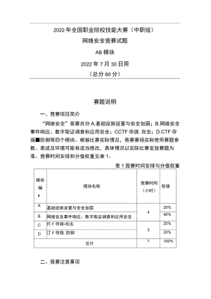 ZZ-2022029网络安全竞赛正式赛卷完整版包括附件-2022年全国职业院校技能大赛赛项正式赛卷.docx