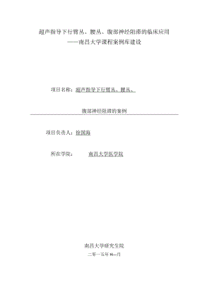 超声指导下行臂丛、腰丛、腹部神经阻滞的临床应用——南昌大学课程案例库建设.docx