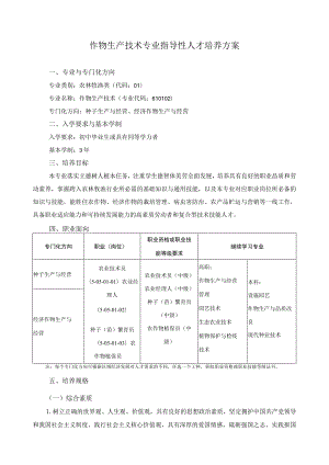 作物生产技术专业指导性人才培养方案.docx