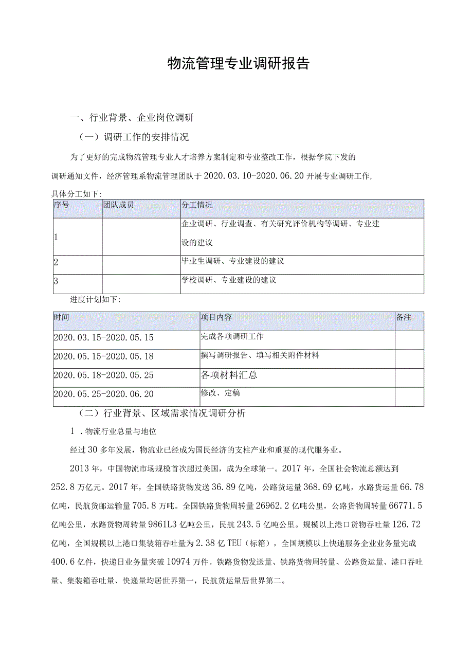 物流管理专业调研报告.docx_第1页