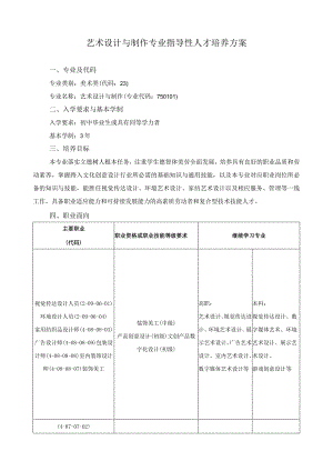 艺术设计与制作专业指导性人才培养方案.docx