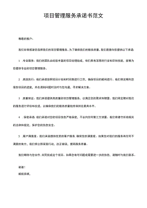 项目管理服务承诺书范文.docx