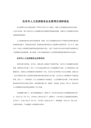 自贡市人力资源服务业发展情况调研报告.docx