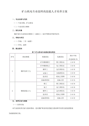 矿山机电专业技师高技能人才培养方案.docx