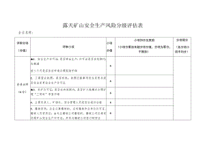 露天矿山安全生产风险分级评估表 .docx