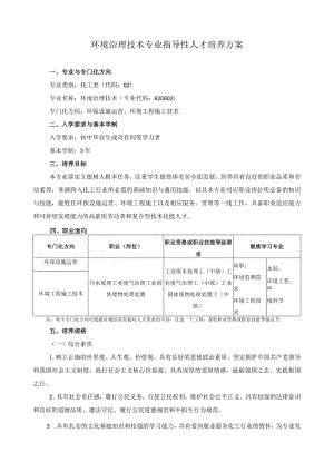 环境治理技术专业指导性人才培养方案.docx