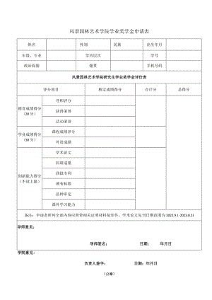 风景园林艺术学院学业奖学金申请表.docx