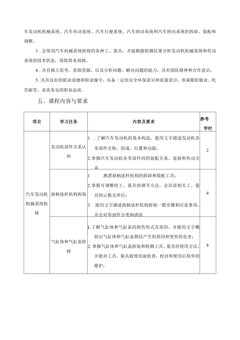 《汽车机械系统检修》课程标准.docx_第2页