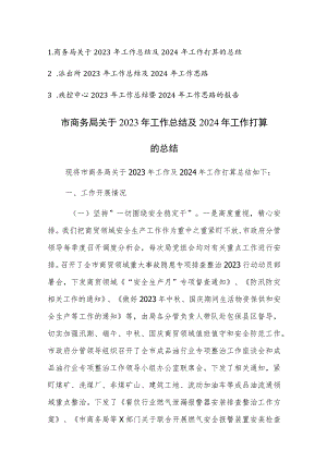 商务局、派出所、疾控中心2023年工作总结及2024年工作打算的总结范文3篇.docx