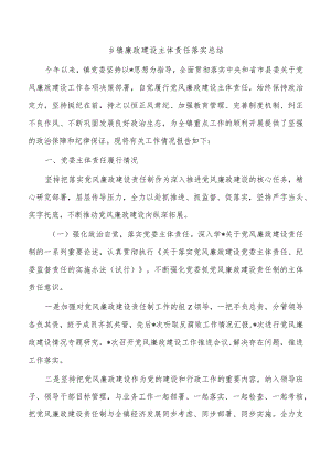 乡镇廉政建设主体责任落实总结.docx