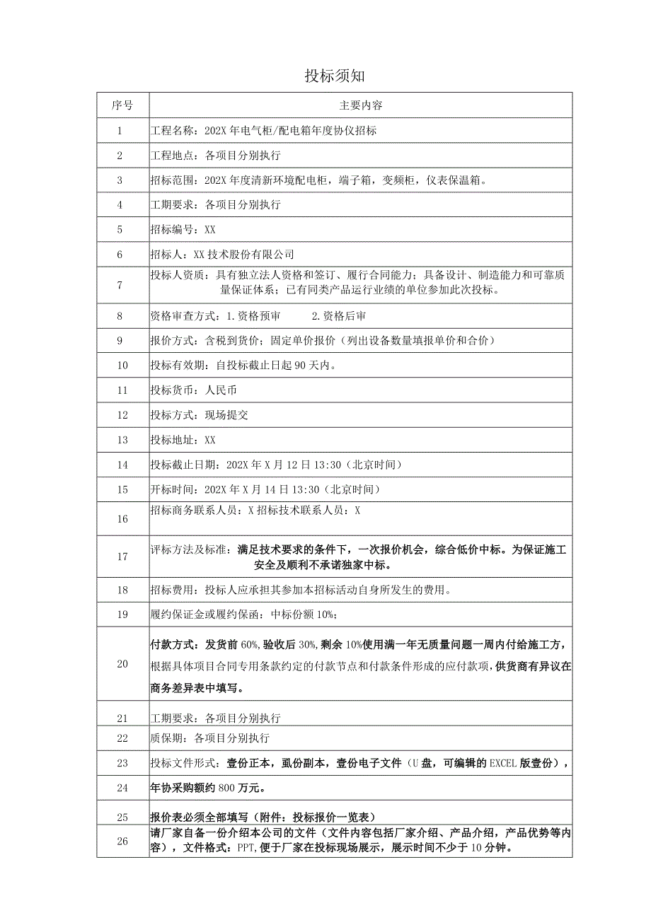 XX技术股份有限公司202X年电气柜及配电箱年度协仪招标文件（2023年）.docx_第3页