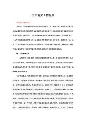 民企清欠工作报告范文（精选5篇）.docx