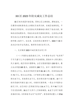 XX区2023年防灾减灾工作总结.docx