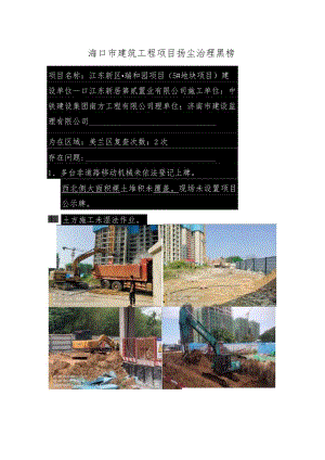 海口市建筑工程项目扬尘治理黑榜.docx