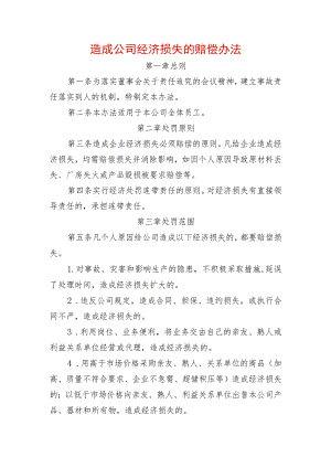 个人造成公司经济损失的赔偿办法.docx