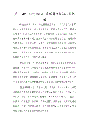 关于2023年考察浙江重要讲话精神心得体会.docx