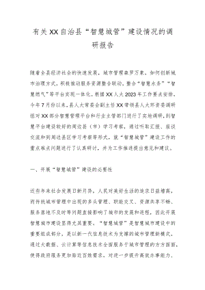 有关XX自治县“智慧城管”建设情况的调研报告.docx