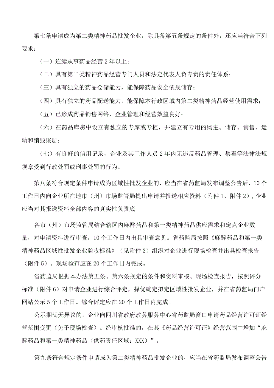 四川省药品监督管理局关于发布《四川省麻醉药品和精神药品定点批发企业进入和退出管理办法》的公告.docx_第3页