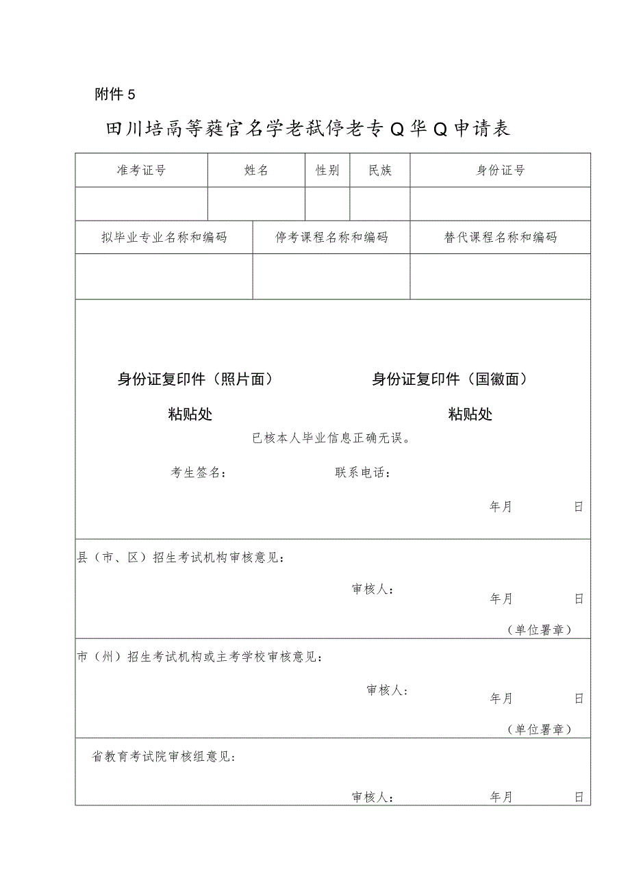 四川省高等教育自学考试停考专业毕业申请表.docx_第1页