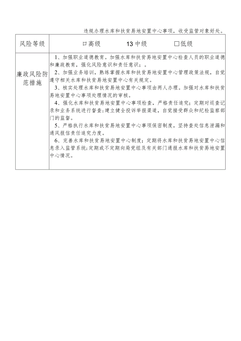 某县发展和改革部门水库和扶贫易地安置中主任个人岗位廉政风险点排查登记表.docx_第2页